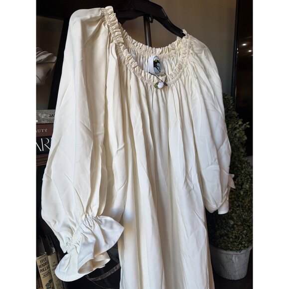 Sleeper Zephir Relaxed Ruffle Trim Maxi Dress White Womens Size Large - Picture 11 of 16